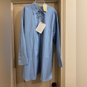 NWT Michael Kors Blue and White Striped Dress Shirt